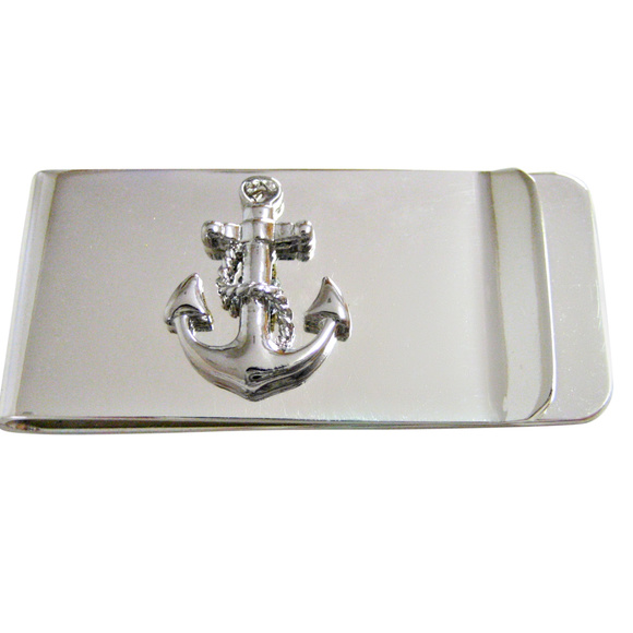 Antique Silver Anchor Money Clip, Nautical Art Deco Gift  Detailed Nautical Anchor Money Clip